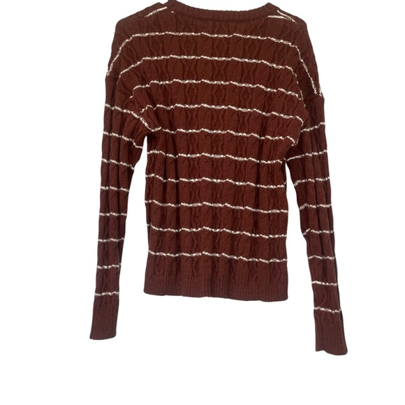 NWT - Zesica Women’s Small Open Front Striped Cardigan Sweater  Brown & White - Picture 12 of 14